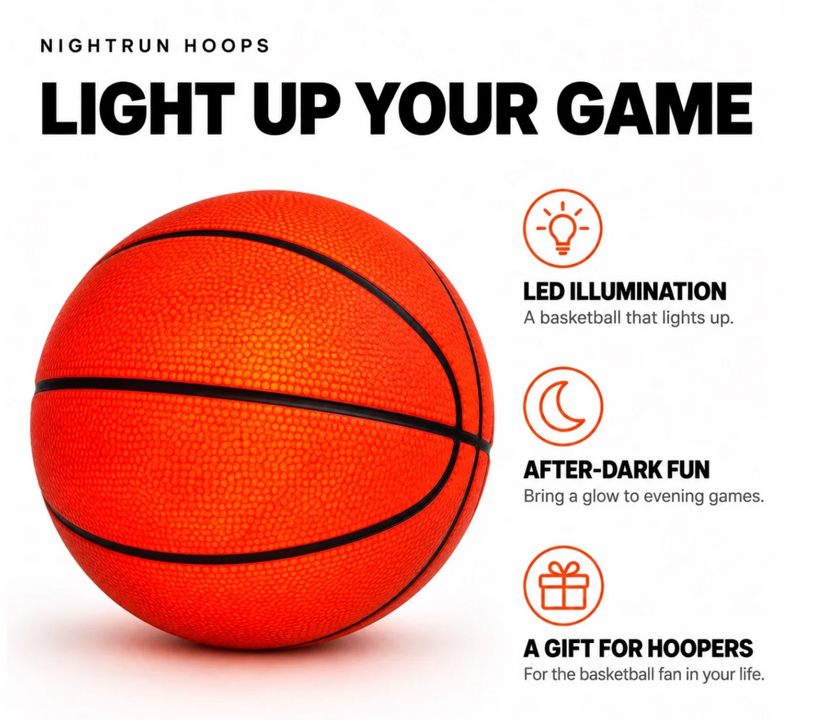 Nightrun Hoops LED Light-Up Basketball